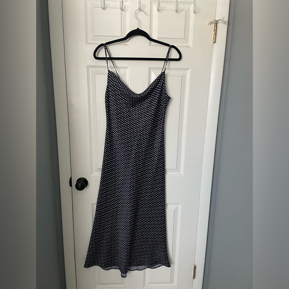 Aqua brand navy polka dot slip dress